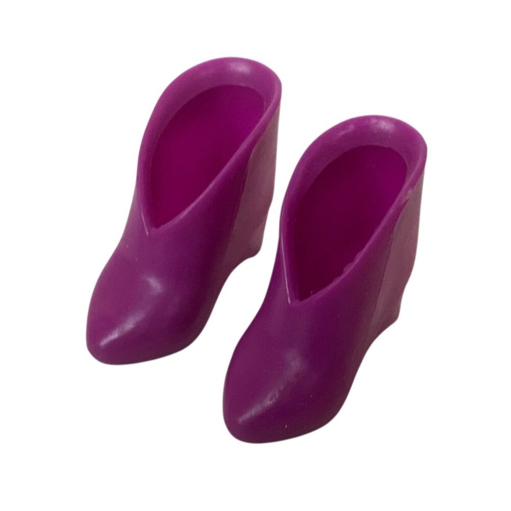 Vintage Barbie Wedge Heel Ankle Boots Purple Dark Fuchsia 1980s